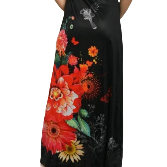 TWELFTH LOVE Maxi Dress Black Floral Off-Shoulder - Picture 7 of 9